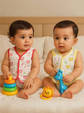 Little Angels Little Angels Pack of 4 Jhabla/Vest Cotton V-Neck Sleeveless Printed Jhablas For Baby Boys and Baby Girls Jhabla/Vest Cuddle Critters Vest Set